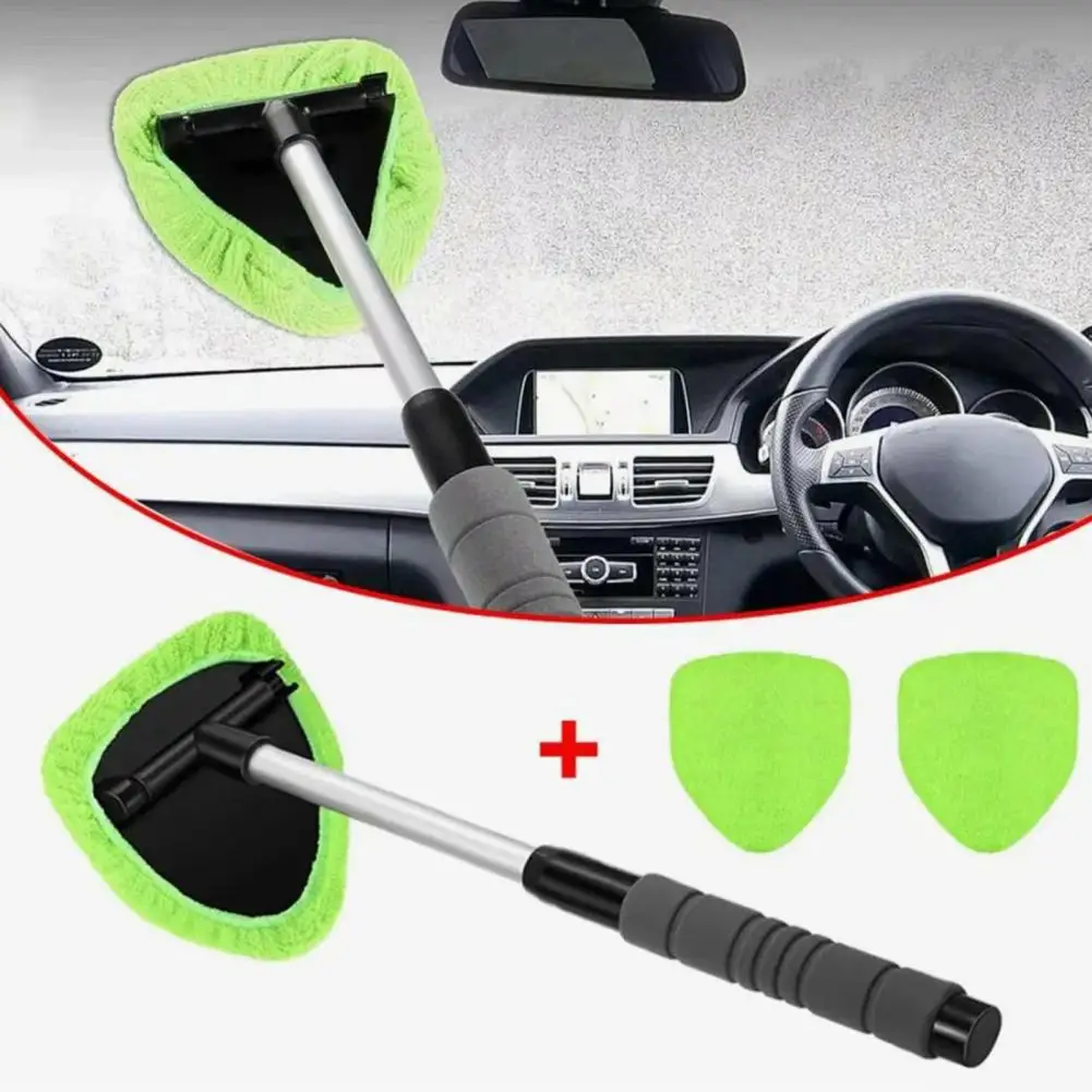 Absorbent Microfiber Cloth Car Windshield Cleaner Tool with Extendable Handle Microfiber Pad Glass Brush Reusable Car Window