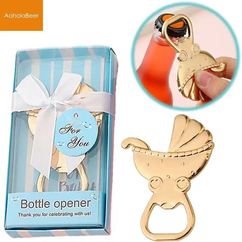 1pc Bottle Opener Baby Shower Small Gifts for Guests Alloy Metal Baby Carriage Shape Bottle Opener Birthday Party Gifts