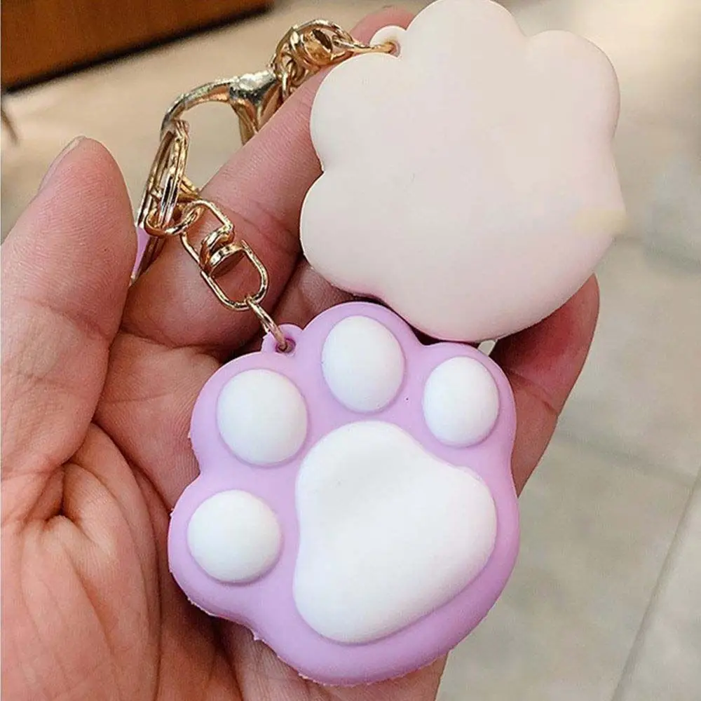 Porte-clés de voiture en gel de pton avec motif de patte de chat pour femme, pendentif cartable, personnalisé, style coréen, animal de dessin animé