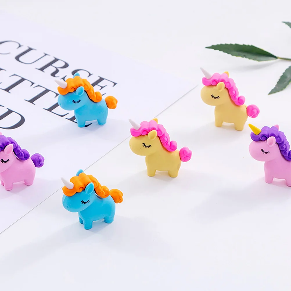 

20 Pcs Unicorn Erasers Adorable Kids Accessories Mini Portable School Supplies Gift Students Practical Function Remove Pencil H