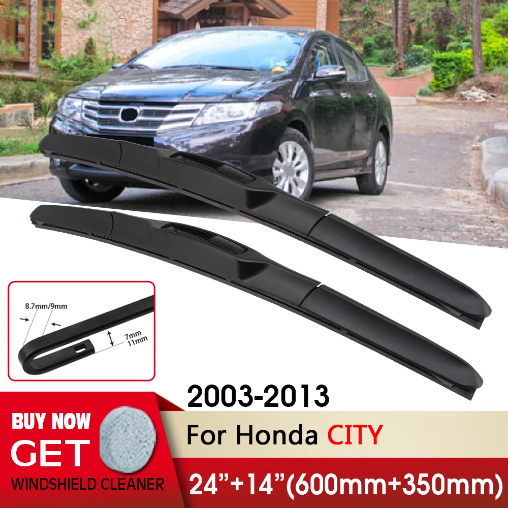 

Car Wiper RHD & LHD Front Wiper Blades 24"+14" For Honda CITY 2003-2013 Fit U Hook Arm Front Windscreen Wipers Auto Accessories