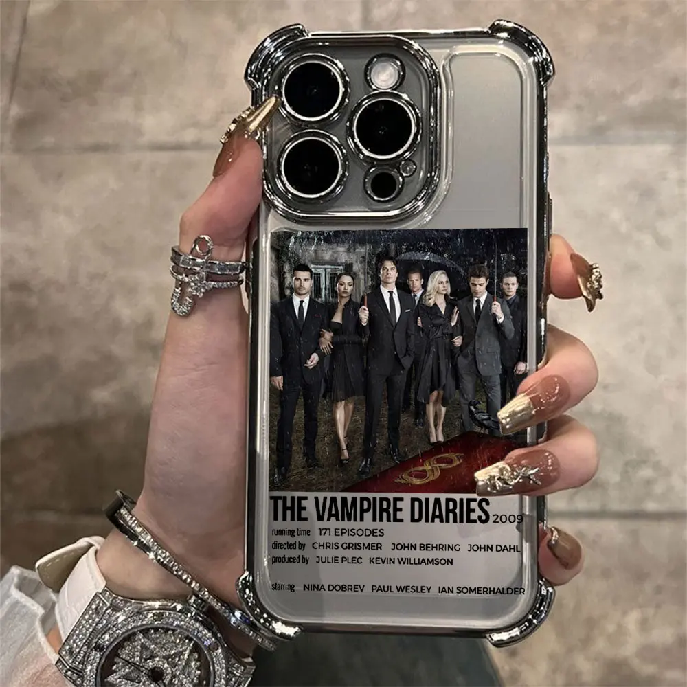 The Vampires Diaries Damons Placcatura Cassa Del Telefono Per Samsung S25 S24 S23 S22 S21 S20 Note20 Edge Plus Ultra 4G 5G Anti Caduta Airbag