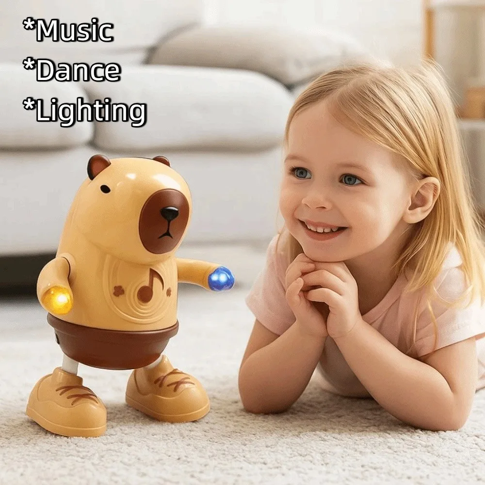 Singing Dance Electric Capybara Toys with Music Lighting Left Right Dance Capybara Dancing Toy Swinging Hands Durable