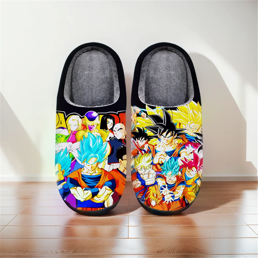 

Anime Cartoon Cute Home Slippers Dragon Ball Saiya-jin Winter Warm Slippers For Man Woman Boy Girl Unisex Halloween Shoes Gift