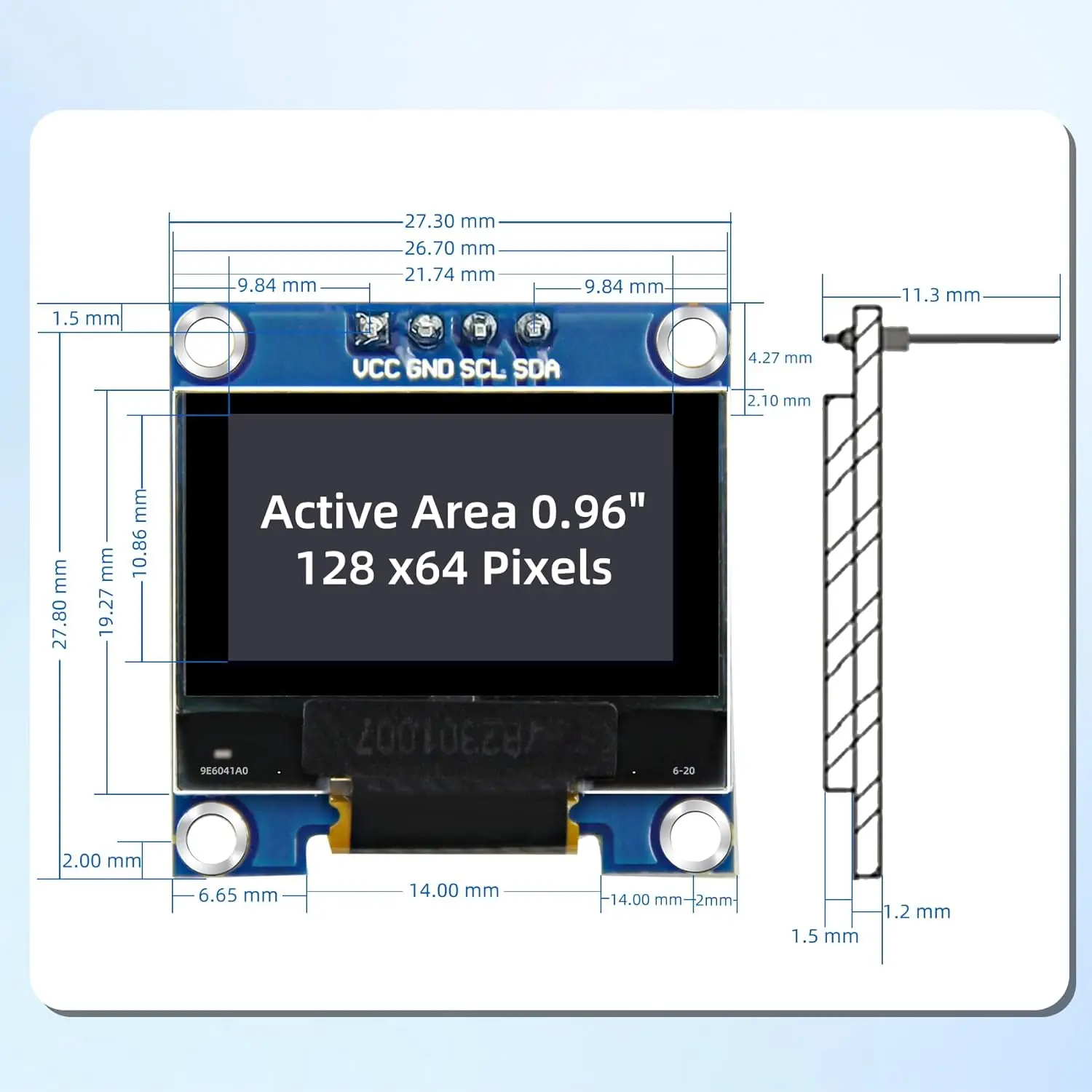 5 peças 0.96 "módulo de exibição oled 128x64 ssd1306 luminoso i2c placa de exibição oled compatível com arduino raspberry pi esp32 (branco)