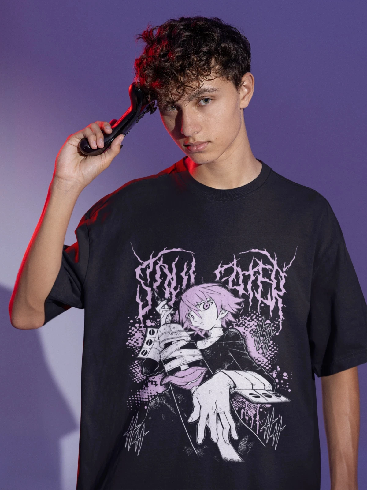 2026 Summer Men's Crona T-Shirt Soul Eater Death The Kid Pure Cotton Unisex Tee Vintage Cartoon Shirt Japanese Anime Gift Shirt
