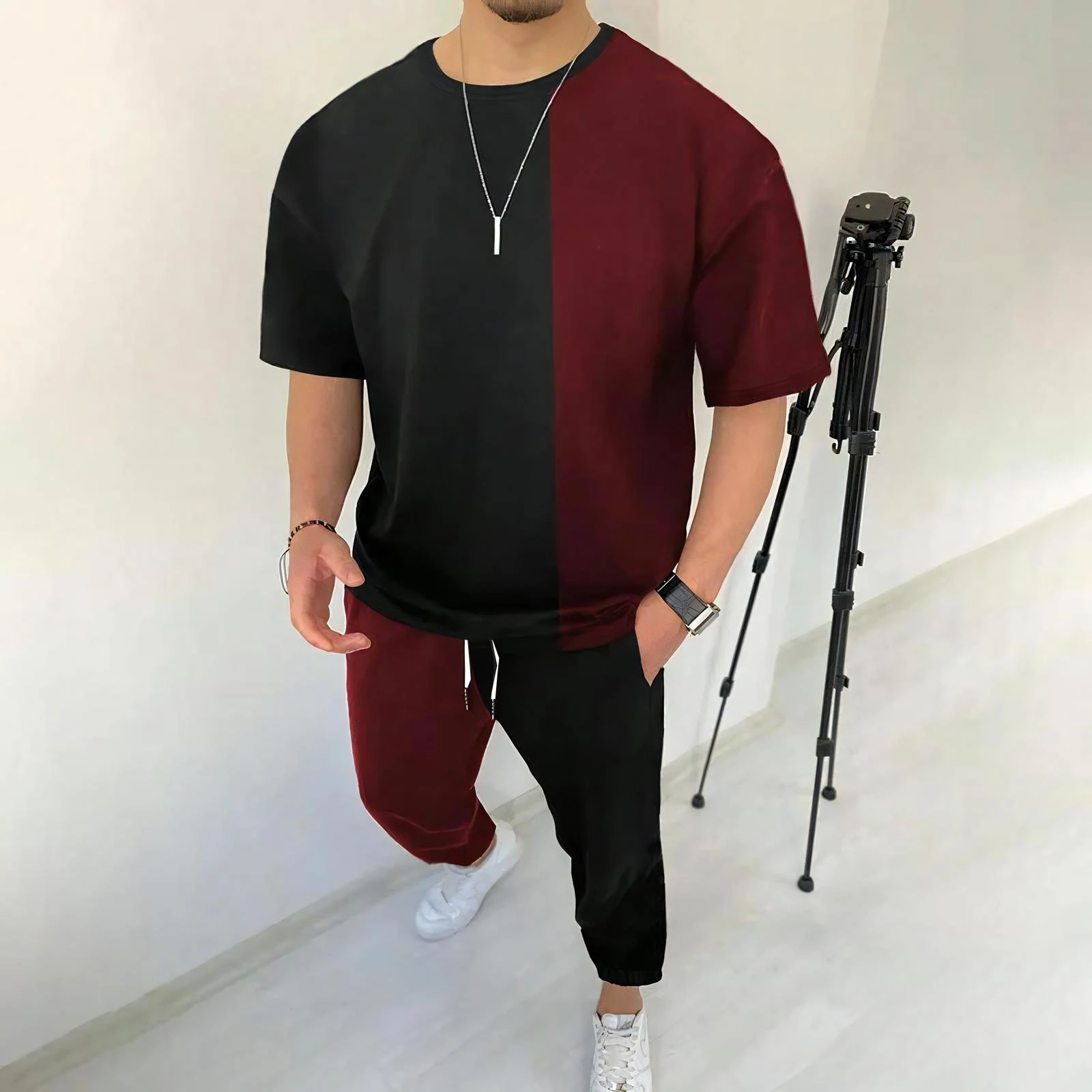 

Summer Men's Sets Casual Y2k T-shirts Pants Suits Men Tracksuits Tshirt Sweatpants 2pcs Wear Sports Tees Set Men Clothes