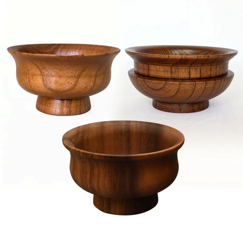 Factory Direct Sales Creative Mongolian Milk Tea Bowl First-Class Tibetan Wooden Bowl round Butter Bowl Wooden Tibetan Bowl