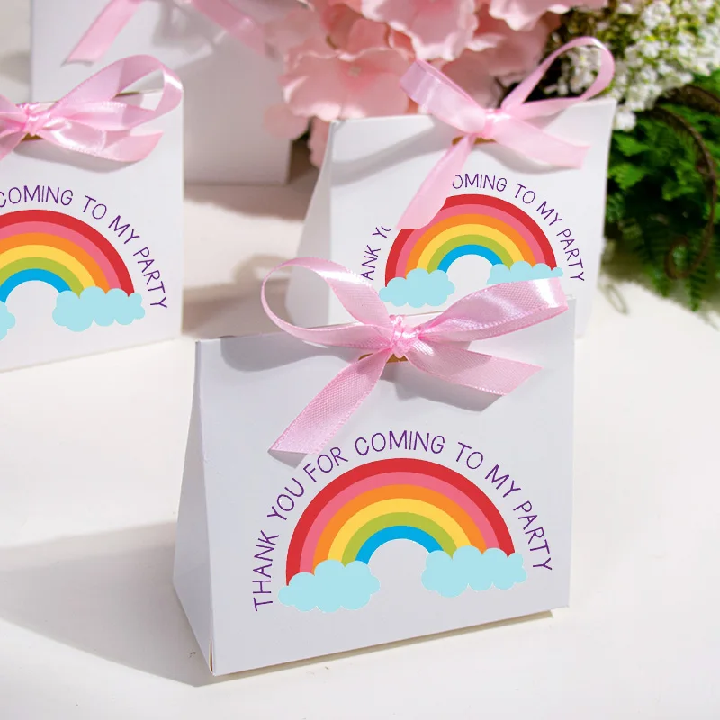 

5pcs Rainbow gift boxes kid girl unicorn princess 1st 2nd 3rd Happy Birthday Party baby shower decoration thank you welcome gift