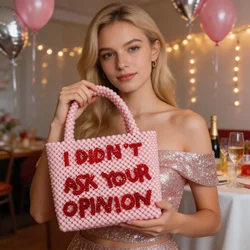Designer Bead bag Pearl Bag Cute Brand Beaded Letter Totes Handbag Women Handmade Party Small Bucket Pink Purse