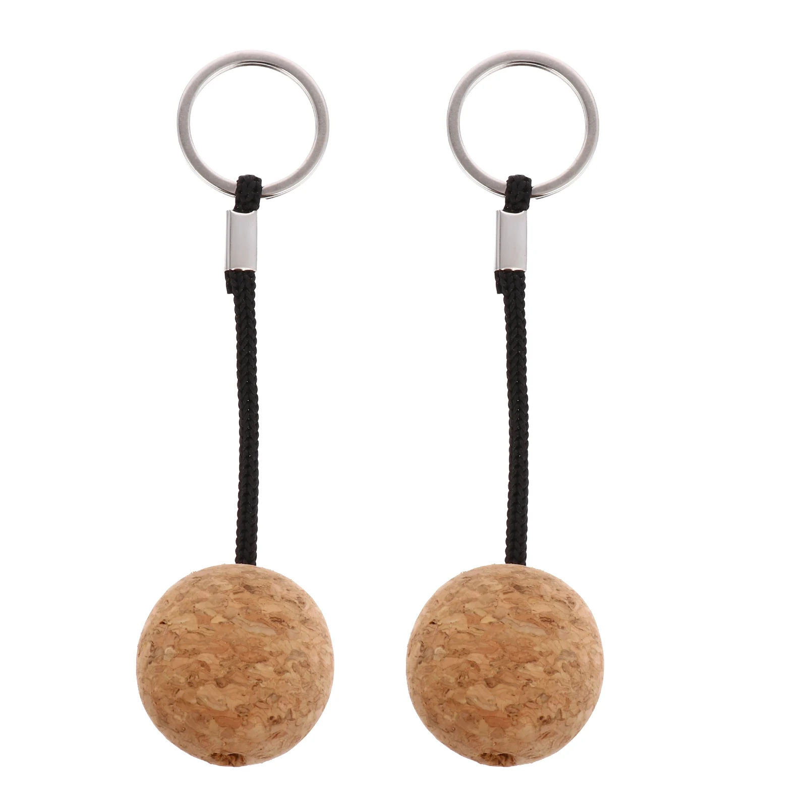 

2Pcs Floating Cork Ball Keyring Black For Sailing Fishing Boating Outdoor Sports Boat Accessories Floatable Keychain Wooden