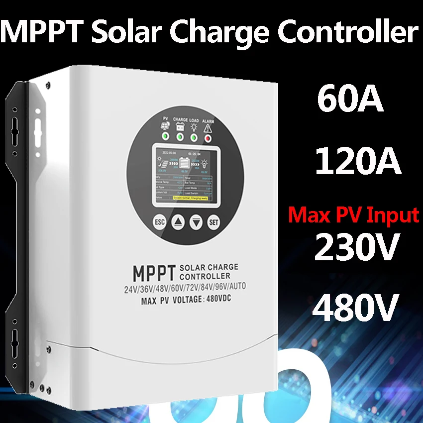 60A 120A MPPT Solar Charge Controller Or In WIFI Auto Identify Battery Voltage 12/24/36/48/60/72V/84/96V