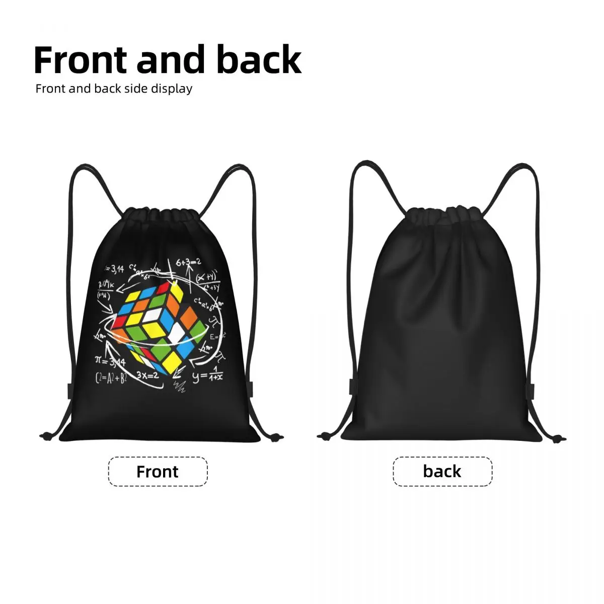 Math Rubik Rubix Player Cube mochila con cordón para hombres y mujeres, deporte, gimnasio, Sackpack portátil, amantes de las matemáticas, bolsa de compras, saco