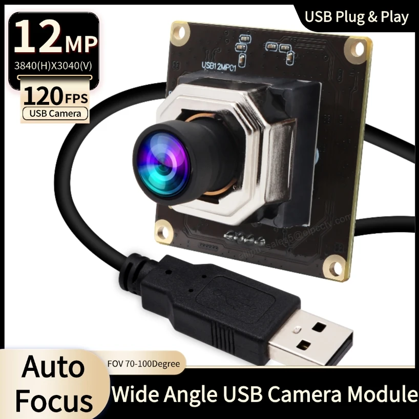 ELP 12MP Autofocus USB Camera Module 1080P 120FPS High Speed Wide Angle Lightburn Camera Low Light USB Camera for PC,Pi,Laptop