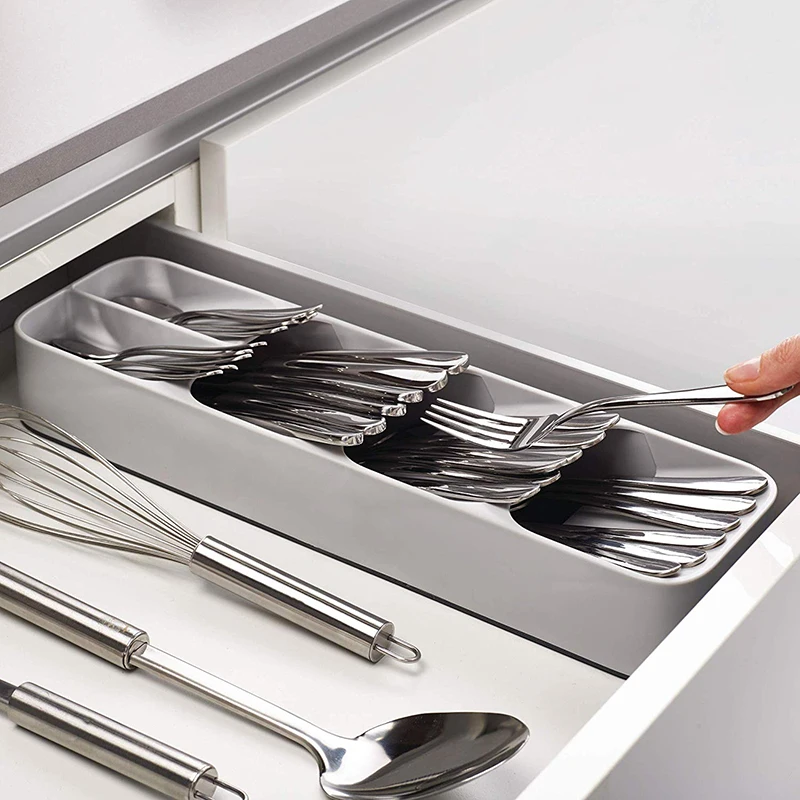 

Kitchen Tool Drawer Storage Box Cutlery Utensils Drawers Organizer Plastic Tray Tableware Box Knife Fork Spoon Divider Container