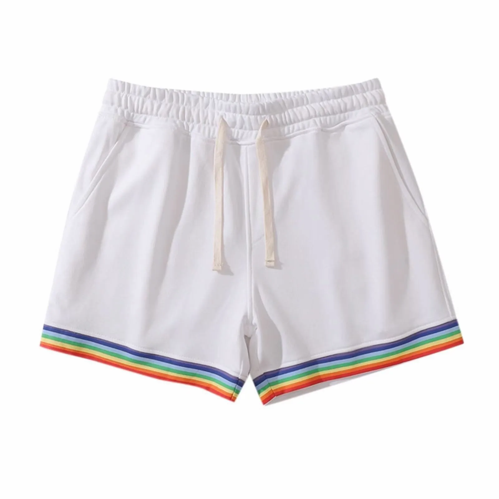 2024 Spring/Summer Sports and Leisure Shorts, Men\'s Trendy Outwear, Versatile 3/4 Pants, Rainbow Leg Trendy Beach Pants