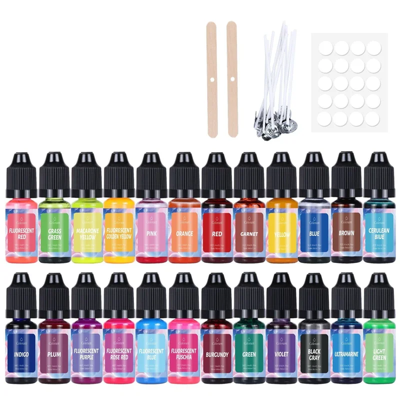 

B23B Aromatherapy Candle Dye Set, 24 Colors DIY Candle Making Kit Molds& Soap Coloring Tools