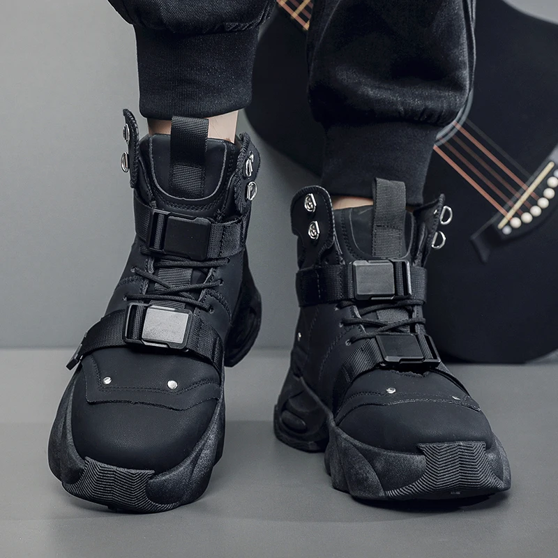 

Men's Designer Air Cushion Shoes Fashion Casual Genuine Leather Cowhide Height Increased Platform Shoes High Top Chunky Sneaker