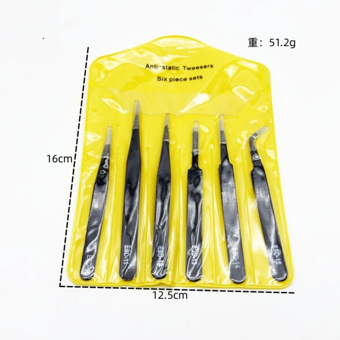 6pcs Anti-Static Stainless Steel Tweezers Precision Industrial Hand Tools for Model Making Anti-Static Repair Tweezers Set
