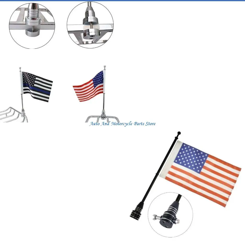 

P9FD Motorcycle Flag Poles Mount Luggage Rack Flag Shelf With Base Adjustable For Rear Luggage Rack Decoration
