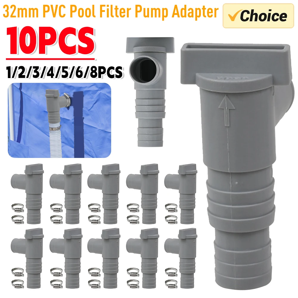 1-10 SET PVC Pool Filter Pump Adapter Intex PoolSun Swimming Pool Drain Valve Globe Valve Suitable For 32mm Hose Fittings