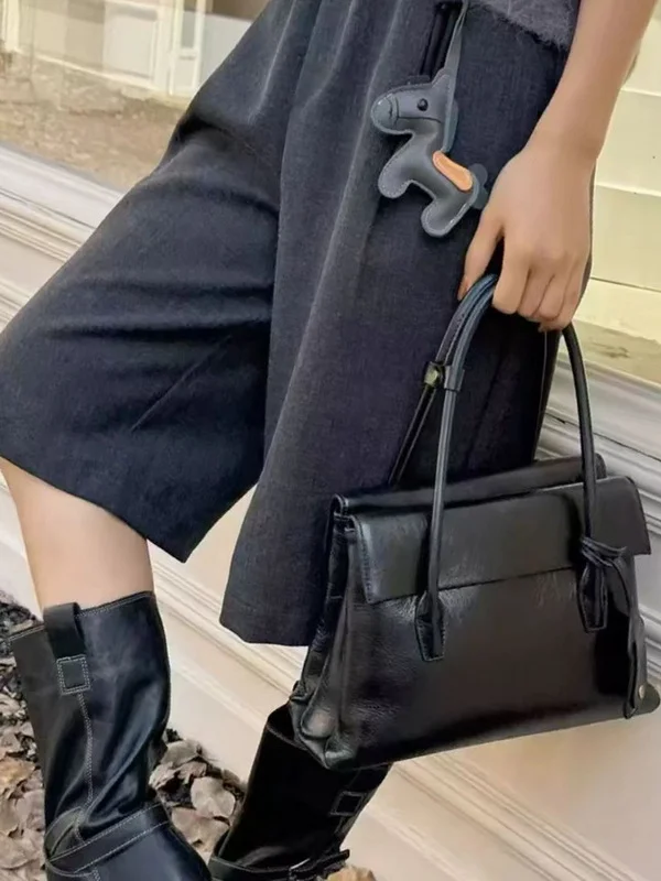 High Quality Leather Tote Bag Fashionable Versatile Luxury Shoulder Crossbody Briefcase Women's Bag Casual Simple Style Commute