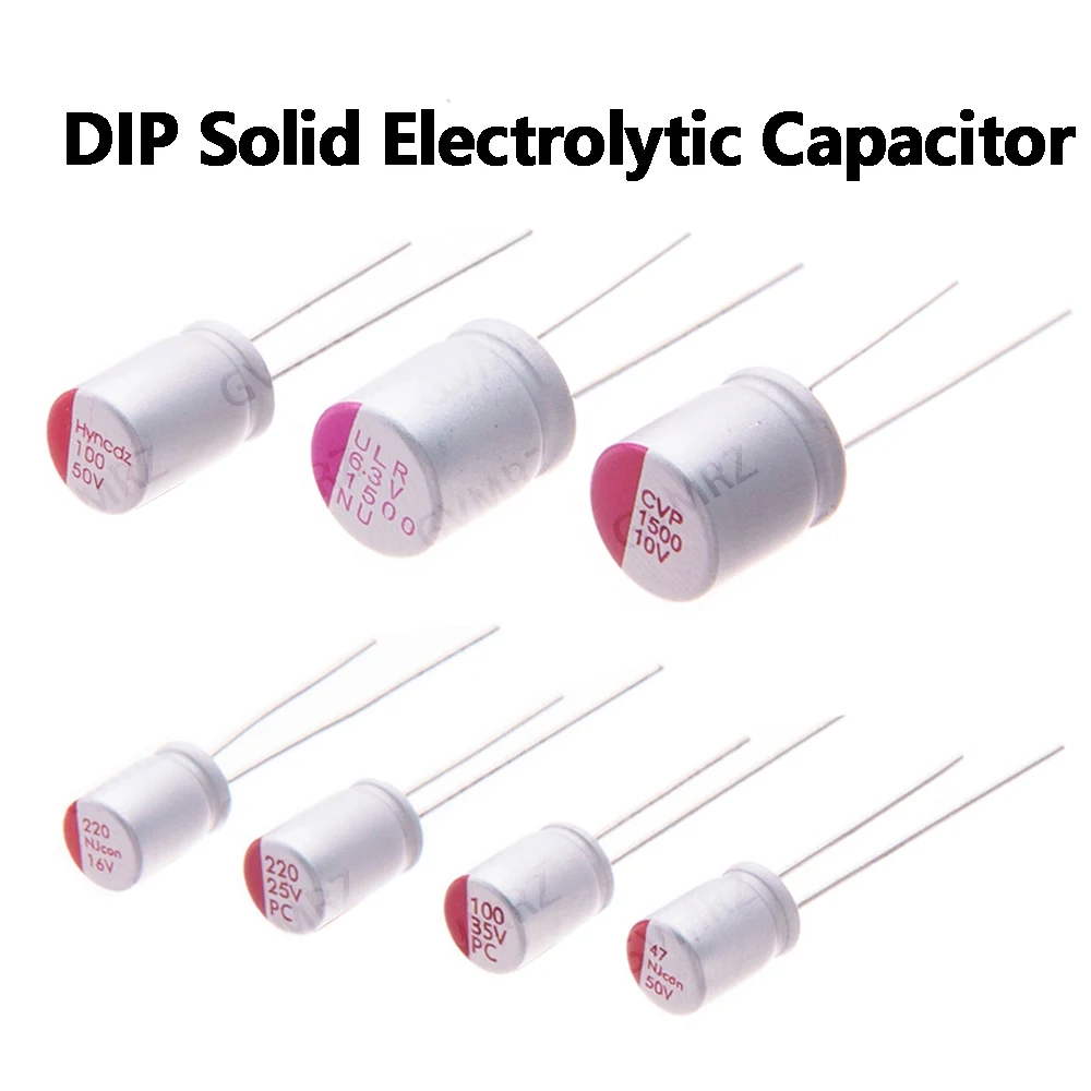 5PCS/10PCS 50V 47uF 680UF 820UF 1500UF DIP Solid Electrolytic Capacitor 6.3V 10V 16V 25V 35V 100uF  220uF 470uF Capacitance