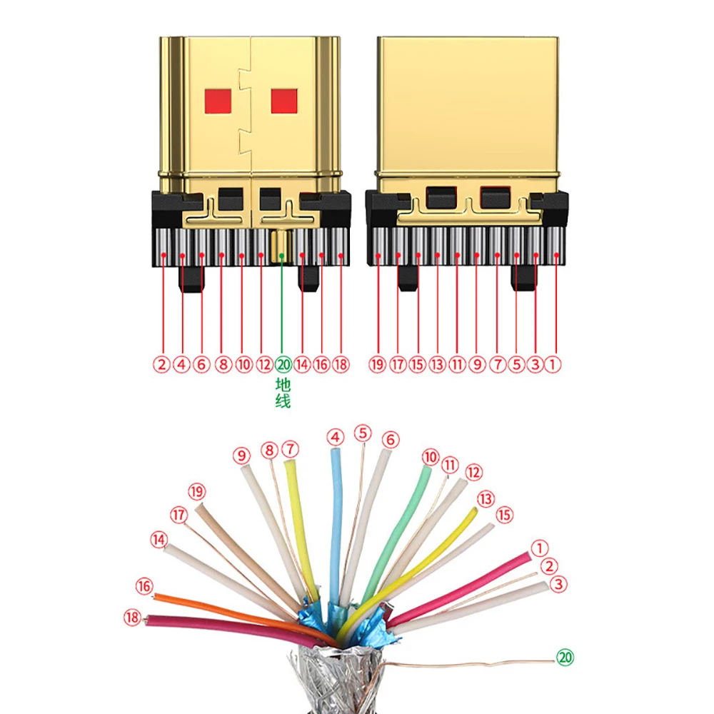 1PCS HDMI Welding Head HDMI 2.0 High-definition Head 4K 60HZ High-definition Line Interface DIY Repair HDMI line Connector