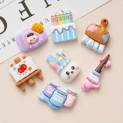 Resin Cartoon Simulation paint bottle, drawing board, brush Flatback Cabochon Scrapbook 10PCS DIY Decor Figurines Accessories