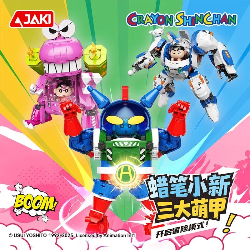 

Новый JAKI Crayon Shin-chan, строительные блоки, мультяшные экшн-камен Нухара Широ Конияма Сан-меха, сборные игрушки, коллекционные подарки