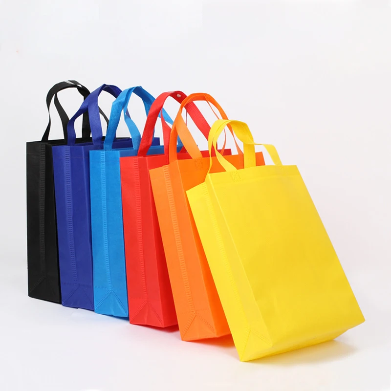 StoBag 10pcs Color Non-woven Shopping Tote Bags Cloth Fabric Eco-friendly Storage Reusable Large Pouches Custom Logo(Extra Fee)