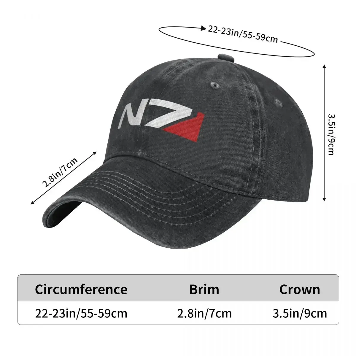 Mass Effect N7 Baseball Caps for Men Women Vintage Washed Cotton Dad Hats Print Snapback Cap Hat