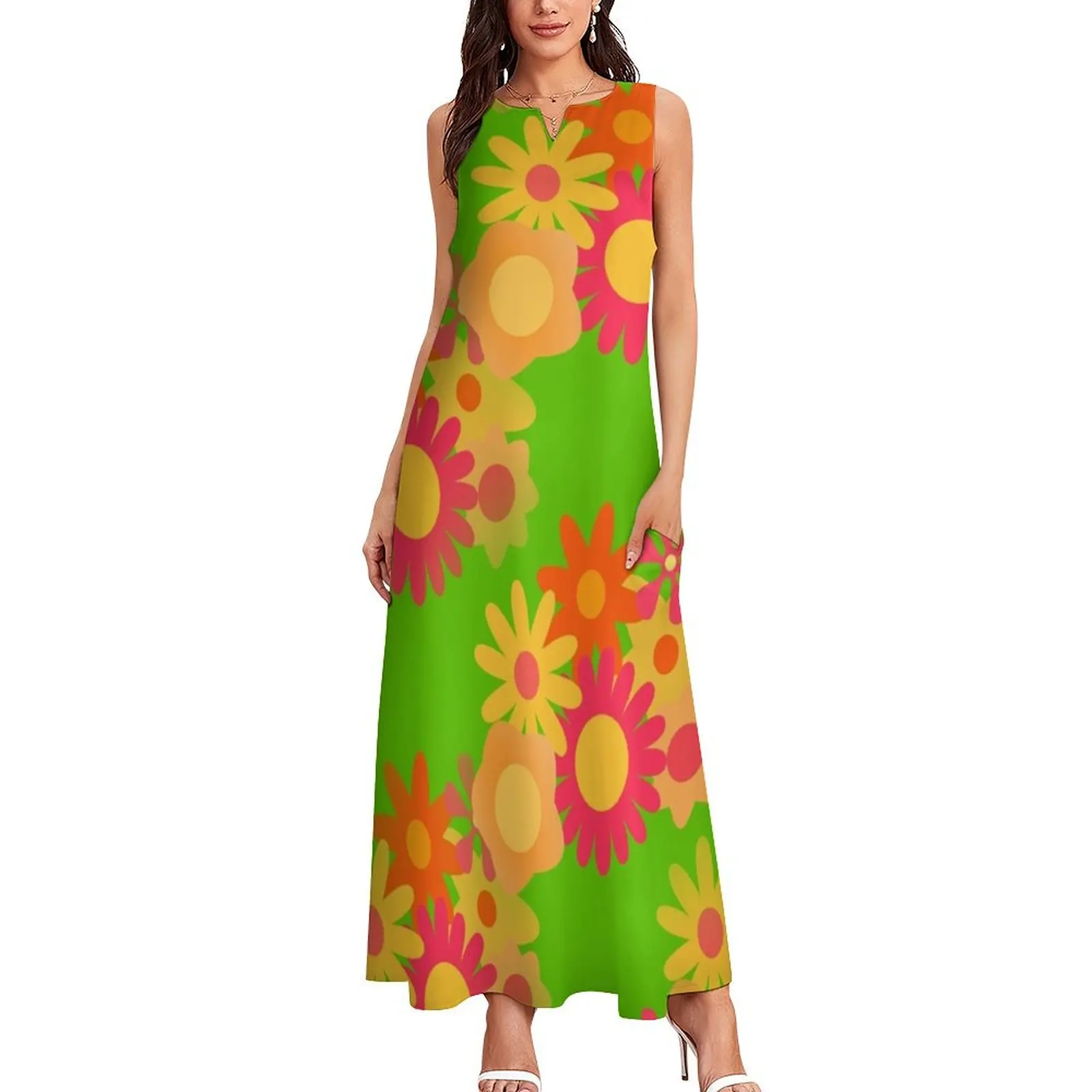 1960s vintage groovy mod floral Long Dress dresses for women 2025 Dress for girls prom dress 2025