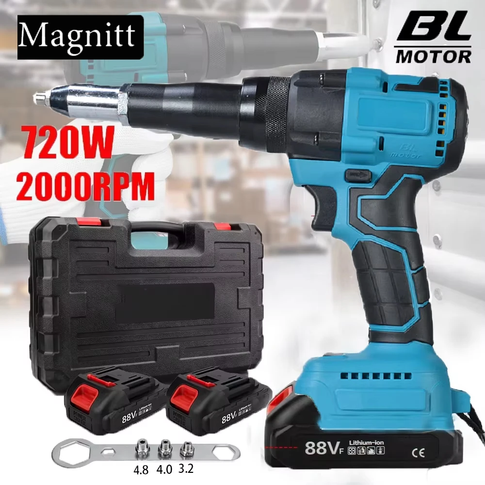 Makita – pistolet à rivets électrique sans balais, 720W, 20000N, outil électrique, pistolet à écrou à rivets sans fil, rivetage automatique pour broche de batterie 18V