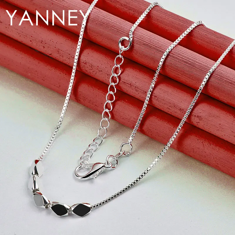 

New 925 Sterling Silver 18 Inches Charm Fine Bean Necklace For Woman Wife Fashion Luxury Jewelry Party Christmas Gift