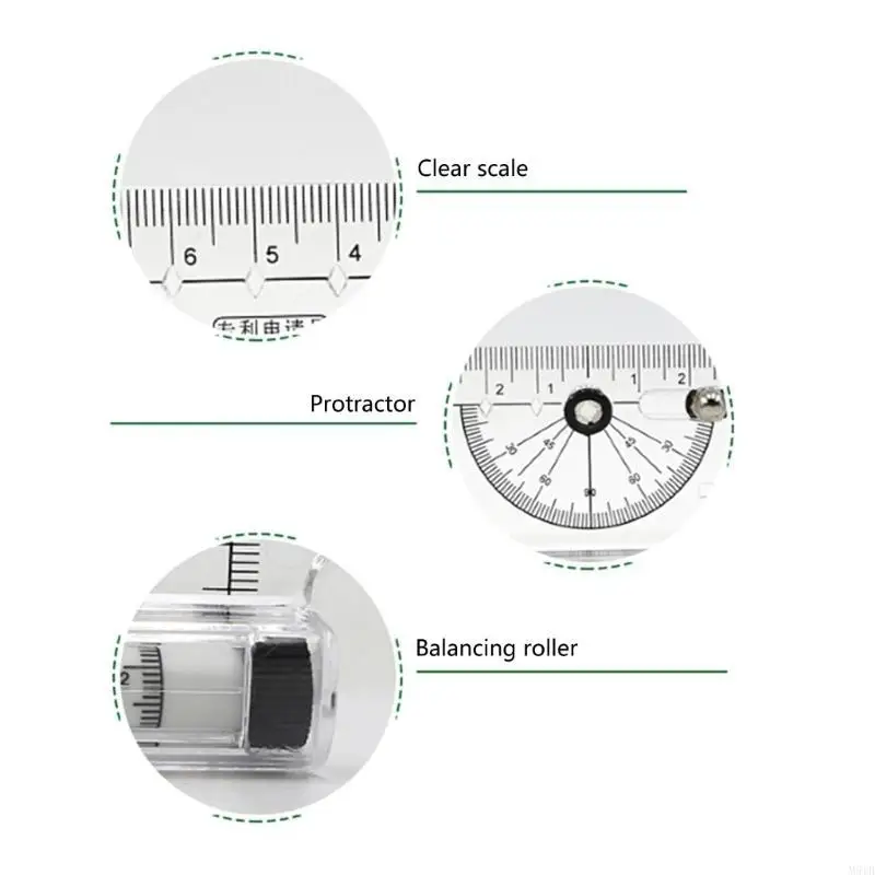M5TB Pulley Centering Multipurpose Rolling Ruler Drawing Compass-School Ruler Stationery Protractor Tool Parallel Ruler