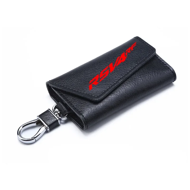 

3D cowhide Key key case Holder Chain Collection Keychain for Aprilia RSV4 RF Logo Motorcycle Badge Keyring