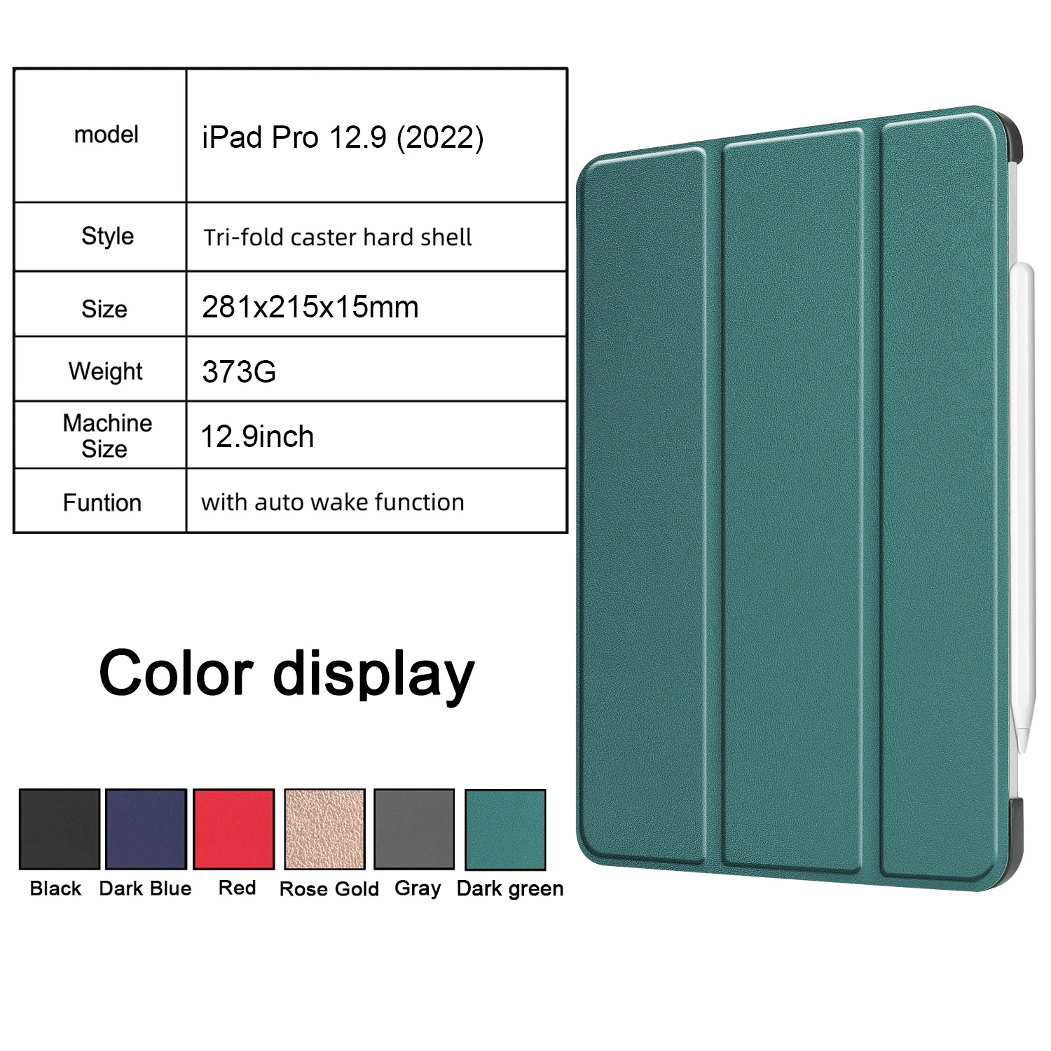 

Планшетофон для iPad Pro 2022 дюйма A2764 A2437 A2766 A2436 с функцией автоматического сна/пробуждения и полноэкранным дисплеем