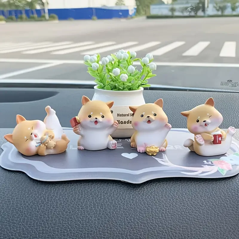 Cute Little Dog Car Ornaments, Car Dashboard Statues Shiba Inu Puppy Dolls Ornaments Car Interior Decoration Accessaries