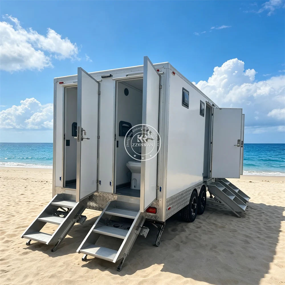 Custom Portable Toilet Trailer Mobile Restroom Public Area Use Bathroom Trailer Multi Stall Design for Public Area Use