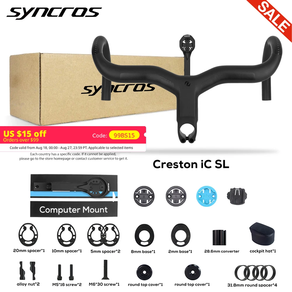 AliExpress ULLICYC Syncros Creston IC SL Carbon Handlebar Internal Routing Road Bicycle HandleBar Di2 Matte Black Integrated Cockpit With mount
