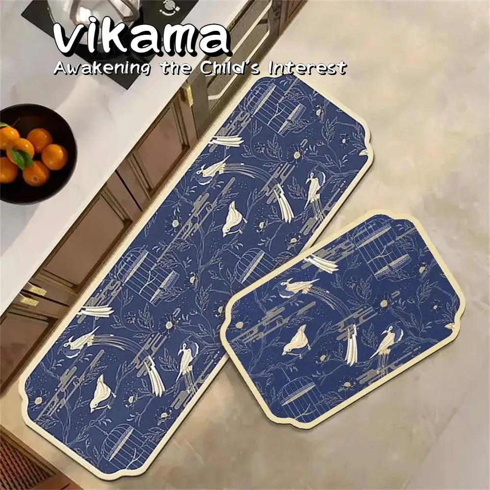 VIKAMA Kitchen Home Decor Crystal Pile Dirty Resistant Carpet Living Room Entry Door Non-Slip Machine Washable Floor Mat