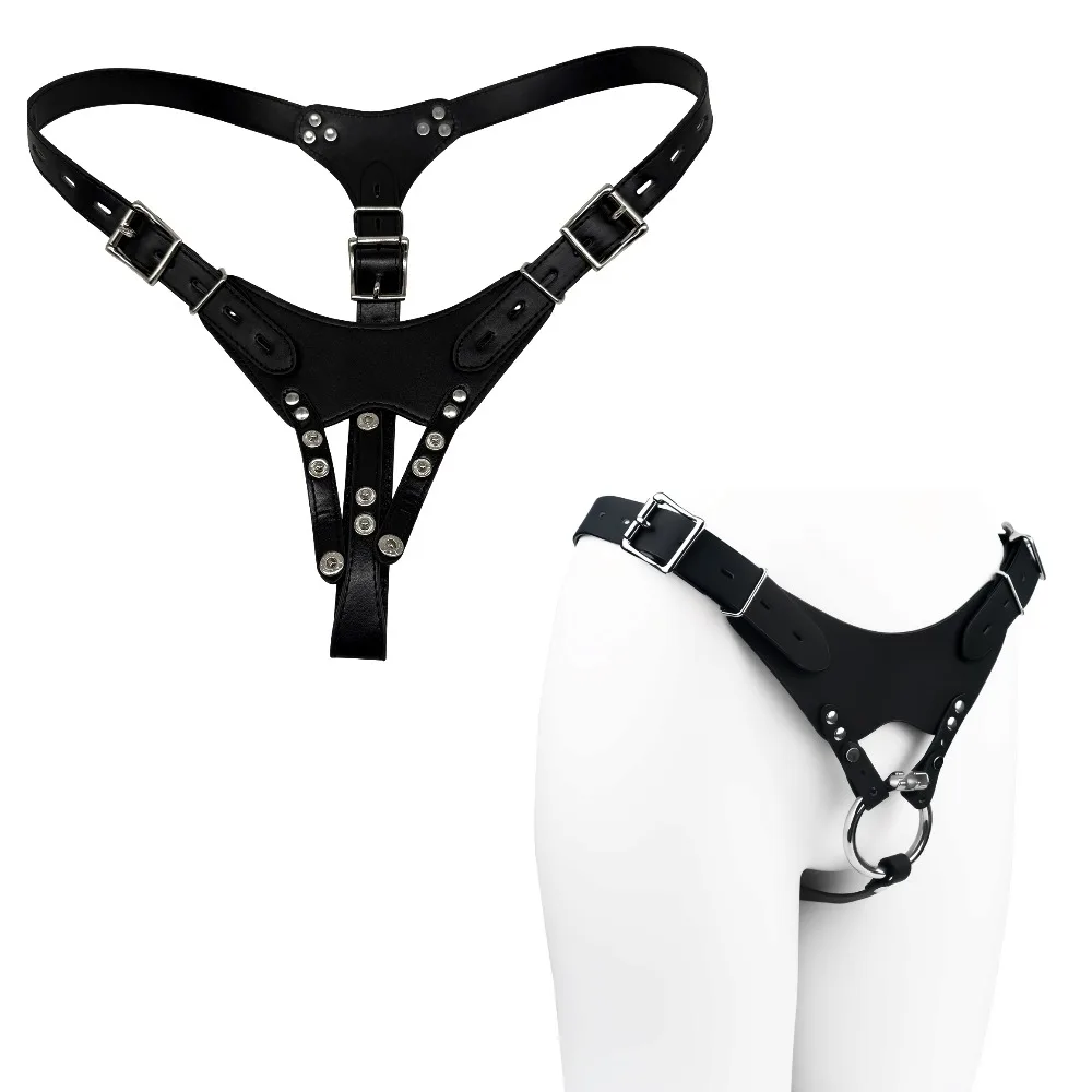 PU Leather Chastity Belt For Metal Penis Lock Cage Auxiliary Harness Belt Underwear Chastity Accessories BDSM Men Sex Toys 18+ - view 3