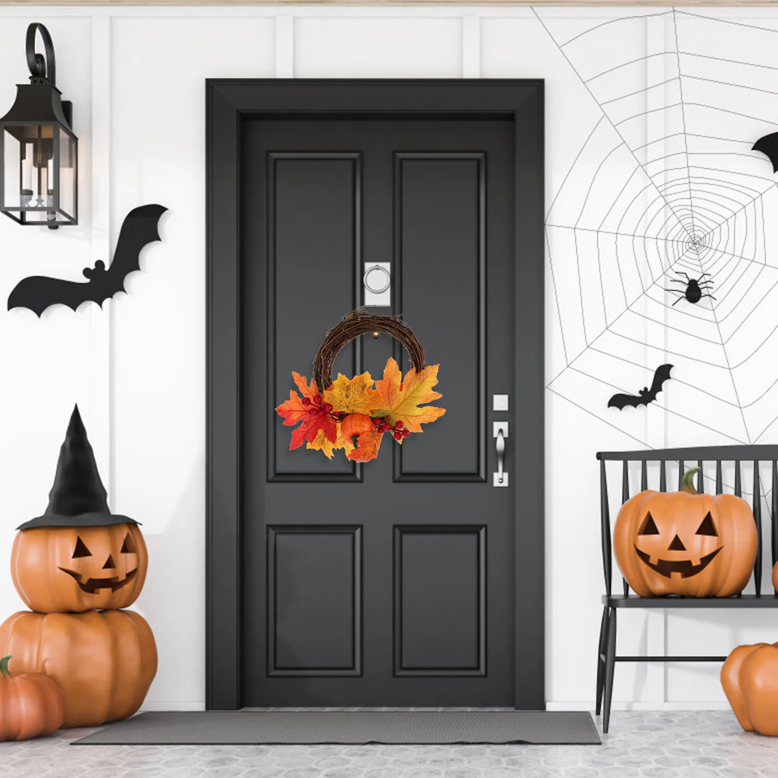 

Garland Decoration Autumn Maple Leaf Pumpkin Wreath Thanksgiving Day Simulated Decorate Rattan Halloween Artificial