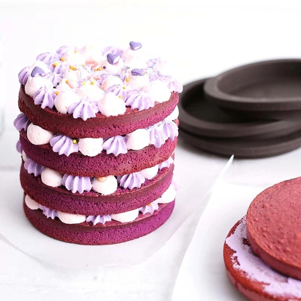 

4 PCS Non-stick Silicone Baking Tray Round Plate Bakeware Mold Cake Decorations