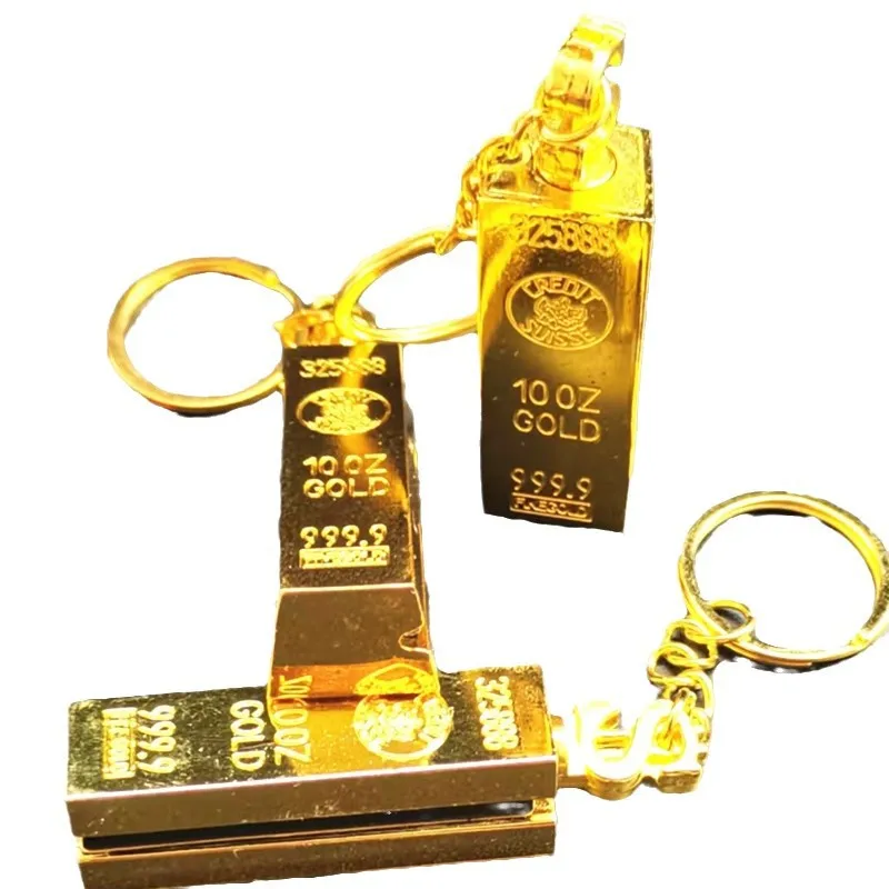 New Gold Bar Design Metal Pendant Lighter Open Flame Smoking Accessory for Outdoor Adventure Small Portable Lighting Tool