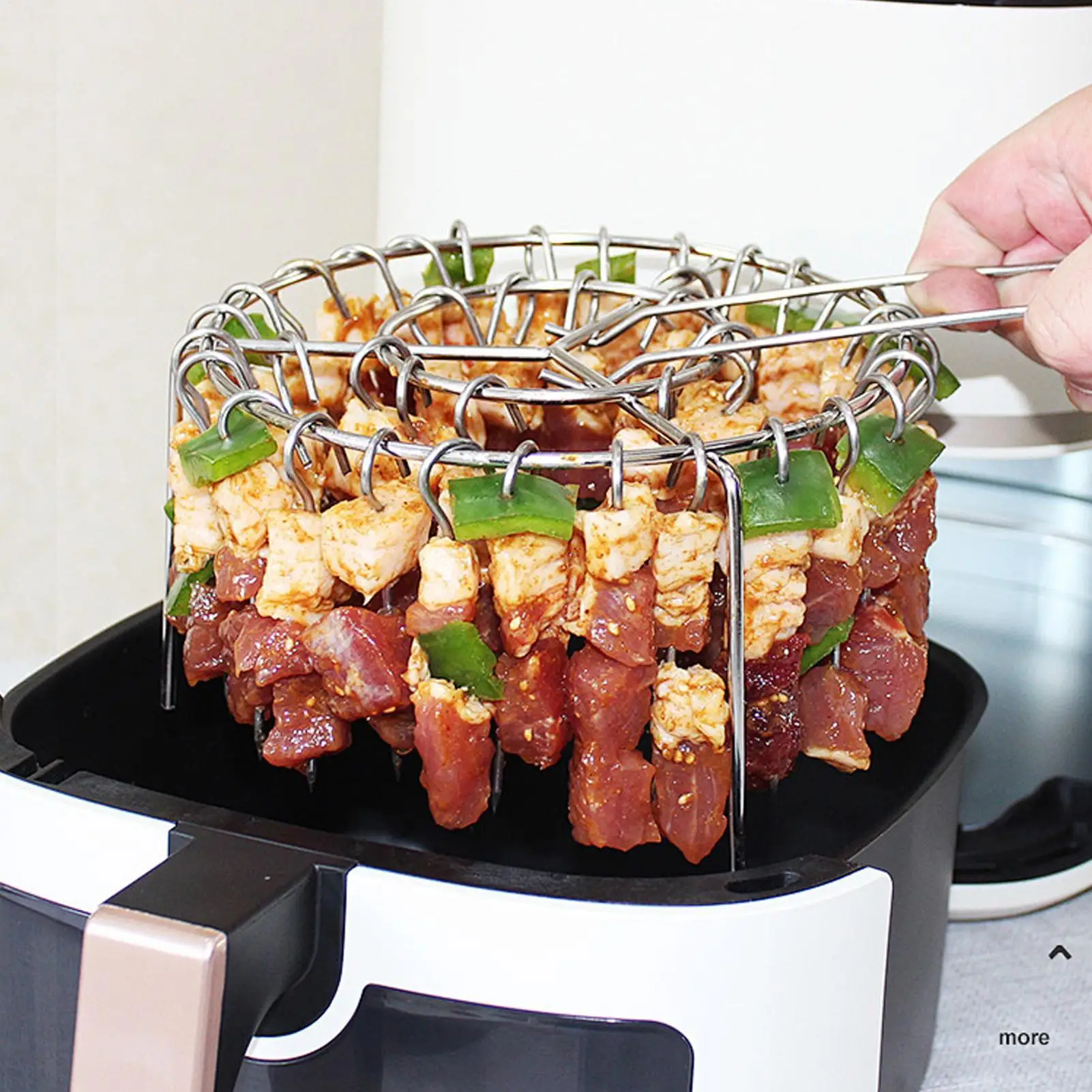 Air Fryer Barbecue Grill Rack Stainless Steel Air Fryer Accessories Metal Vertical Skewers For Grilling Vegetables Fruits Home