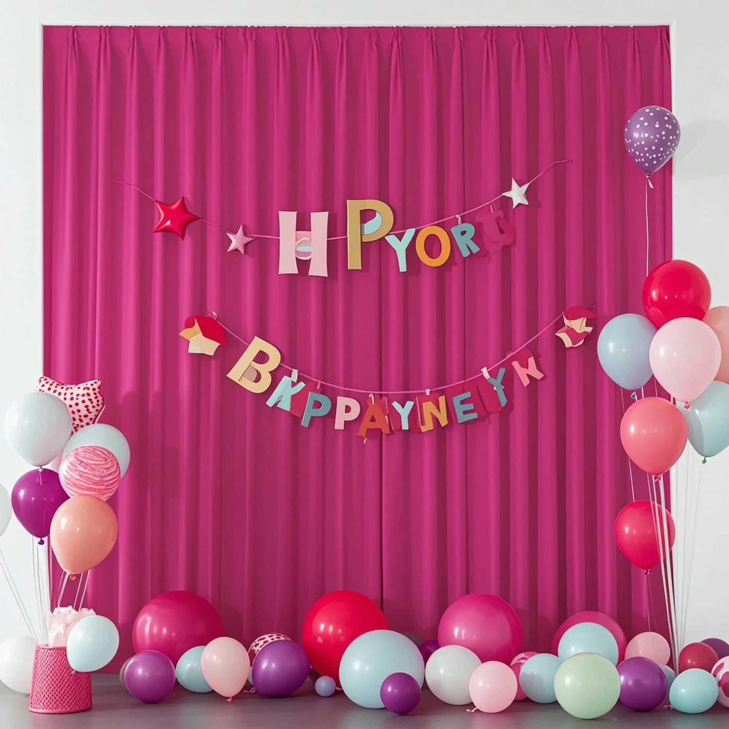 

2 Panels-5ft x 10ft Hot Pink Backdrop Curtains for Bridal Shower Party Photo Background Curtains Wrinkle Free Polyester Drapes f