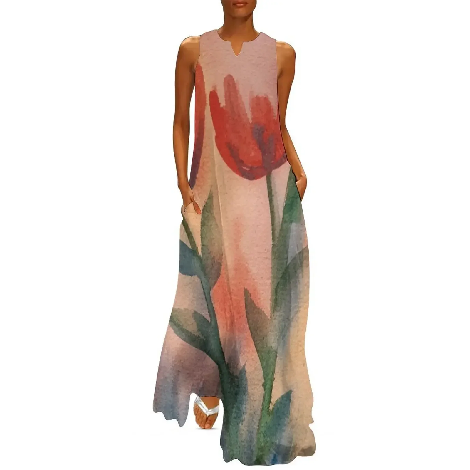 

Happy Tulips Long Dress dress summer women's evening dress 2025 elegant women summer