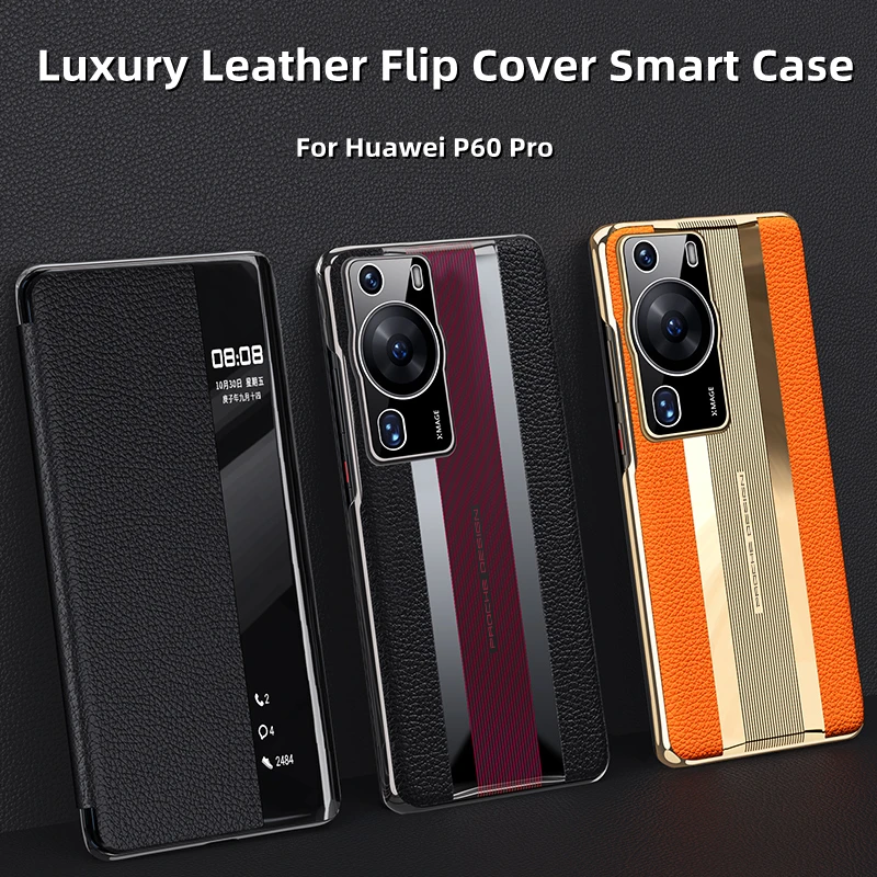 For Huawei P60 Pro Case Luxury Leather Smart Flip Phone Case For Huawei P 60 P50 Mate 50 Racing Style Shockproof Bumper Coque